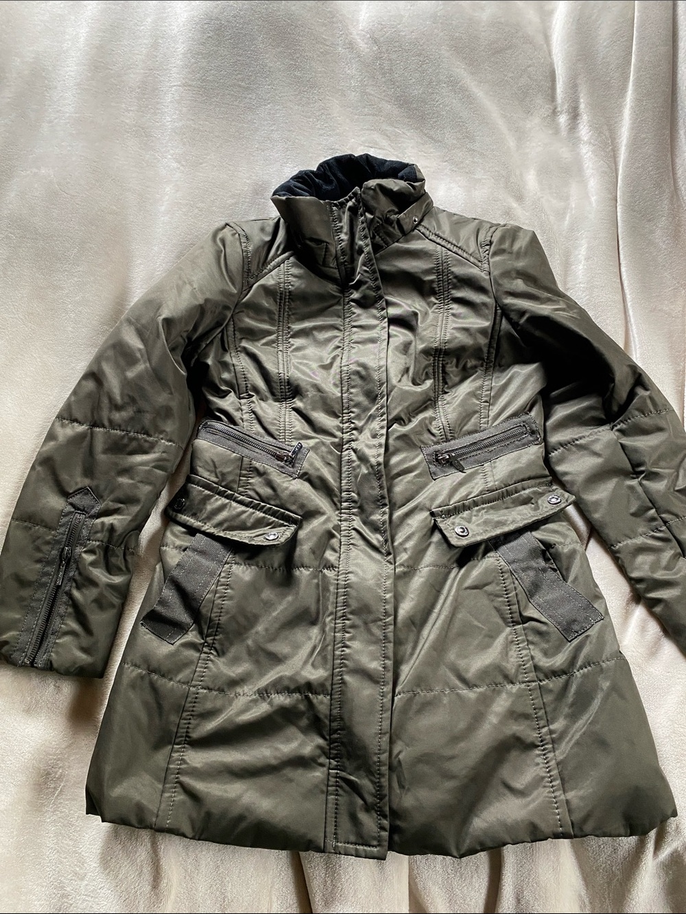 Kensie Olive Green Quilted Puffer Coat